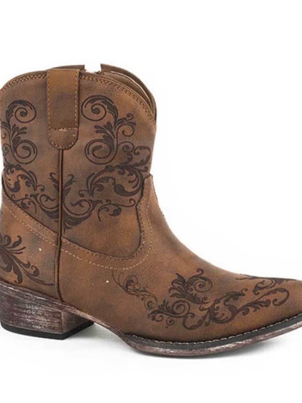 Roper Short stuff  Snip Toe Cowboy Booties Womens Brown 7.5 - Picture 3 of 7
